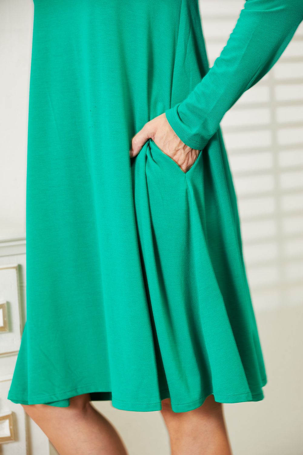 Zenana Full Size Long Sleeve Flare Dress with Pockets (T) Mischa Lottie