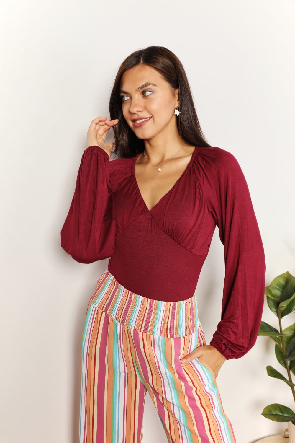 Culture Code Full Size V-Neck Bodysuit (T) Mischa Lottie
