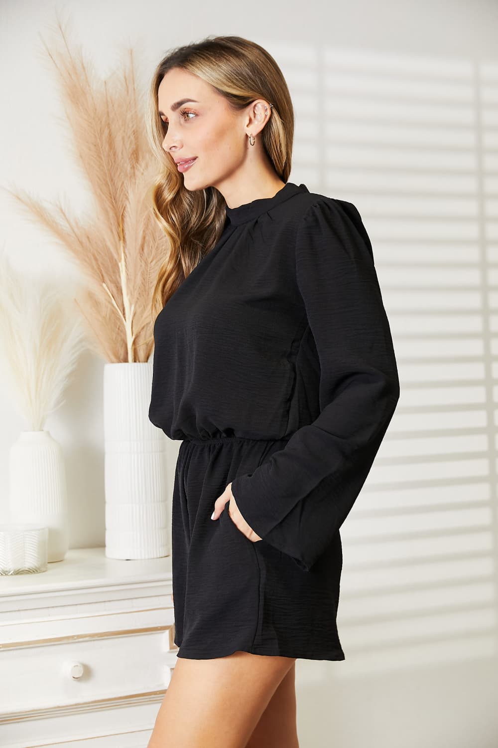 Culture Code Full Size Open Back Romper with Pockets (T) Mischa Lottie