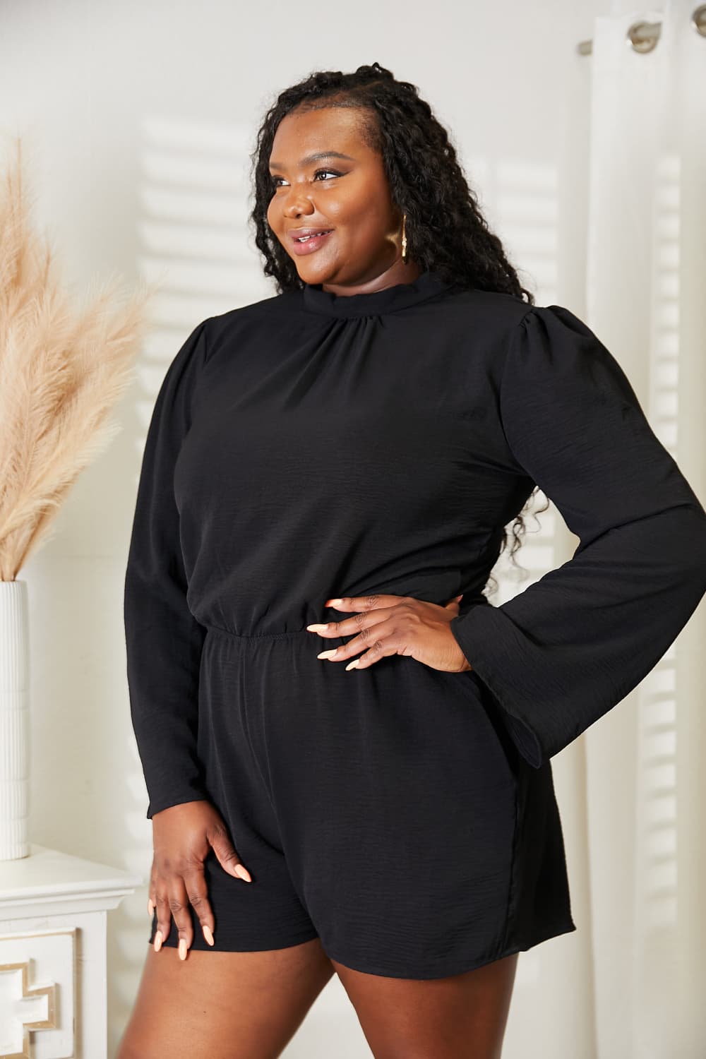 Culture Code Full Size Open Back Romper with Pockets (T) Mischa Lottie