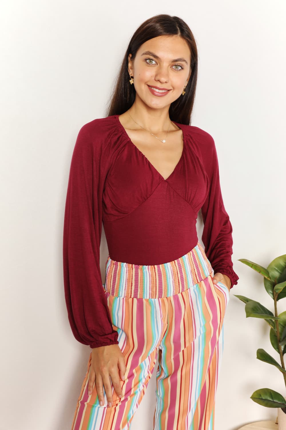 Culture Code Full Size V-Neck Bodysuit (T) Mischa Lottie
