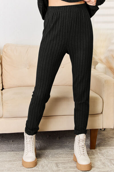 "Basic Bae" Notched Long Sleeve Top and Pants Set