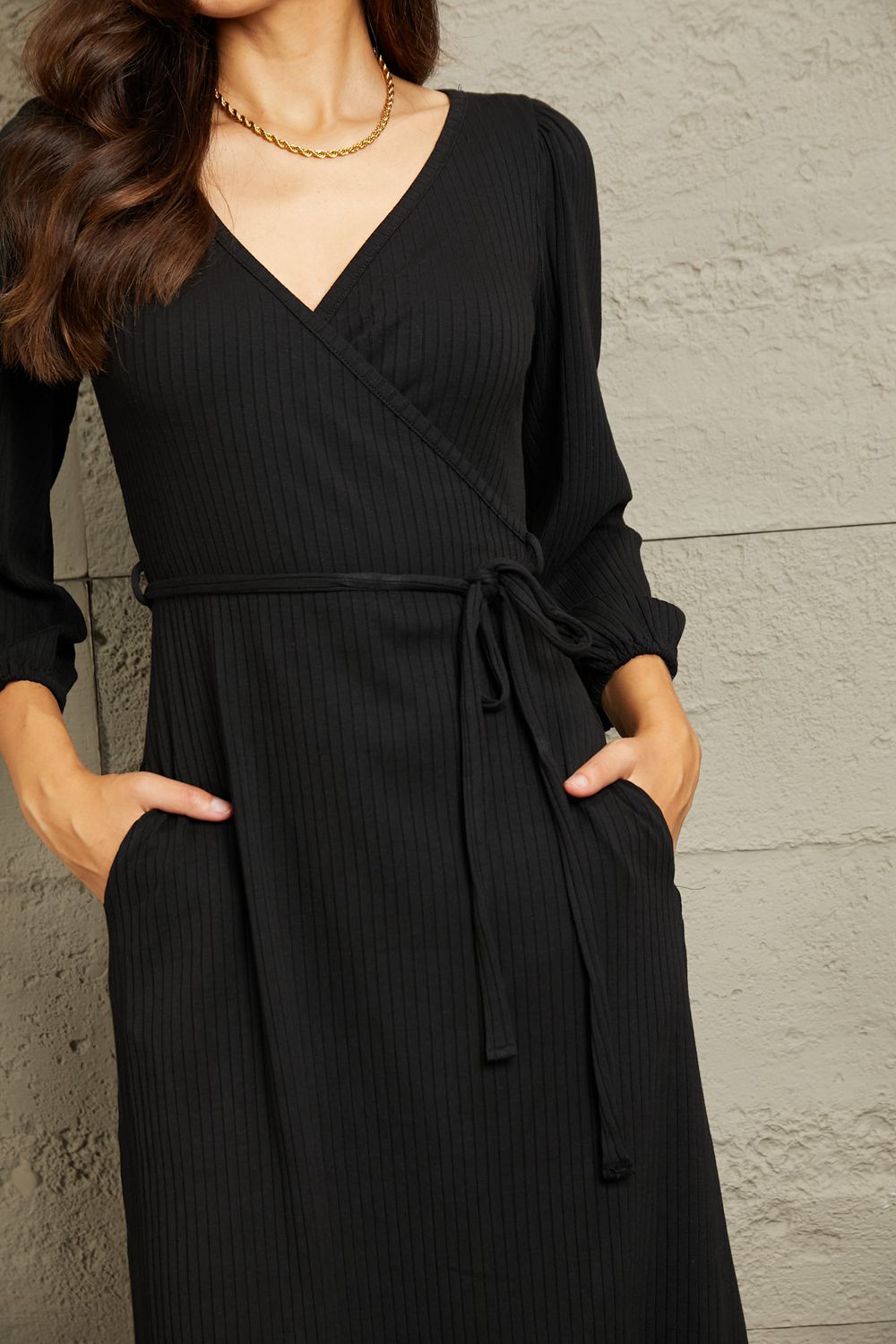 Culture Code Full Size Surplice Flare Ruching Dress (T) Mischa Lottie