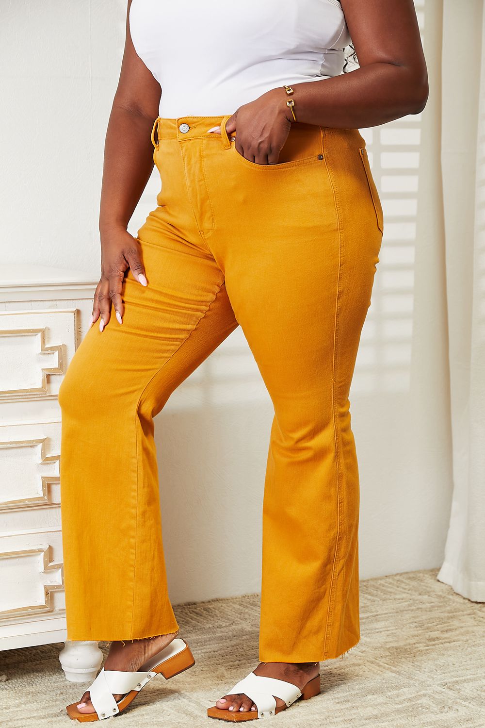 Judy Blue Full Size High Waist Tummy Control Garment Dyed Flare Jeans (T) Mischa Lottie