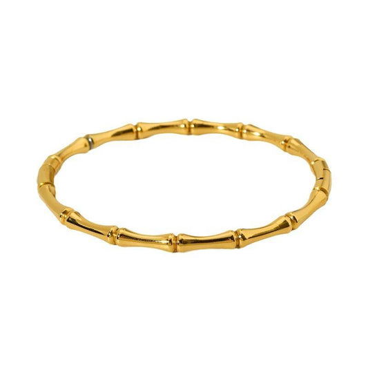 18K Gold Plated Bamboo Joint Bangle (With Box)