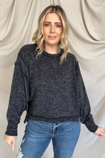 Zenana Brushed Melange Hacci Oversized Sweater