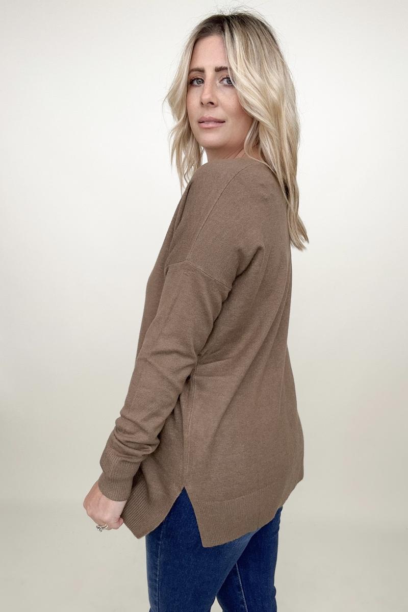 Zenana Front Seam Light Knit Sweater