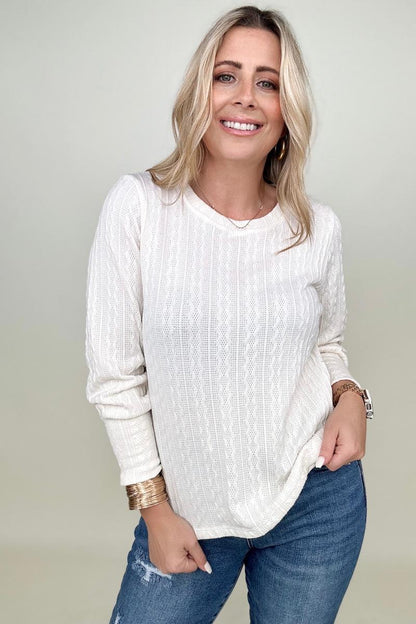 Hayden Long Sleeve Cable Knit Top