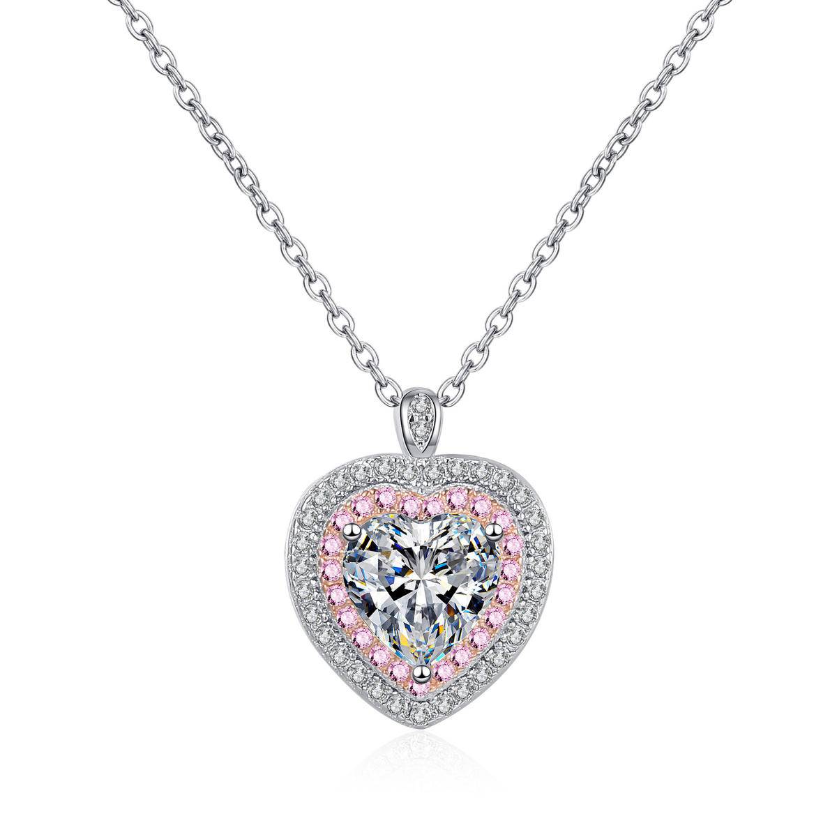 Rose Gold Cut Out Heart-Shaped Moissanite Pendant Necklace