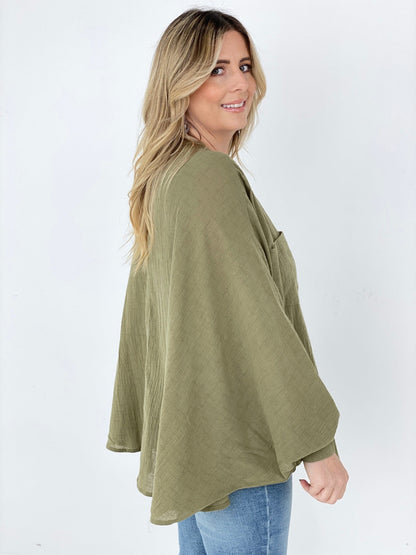 Easel Textured Cotton Linen Oversized Top (K) Mischa Lottie