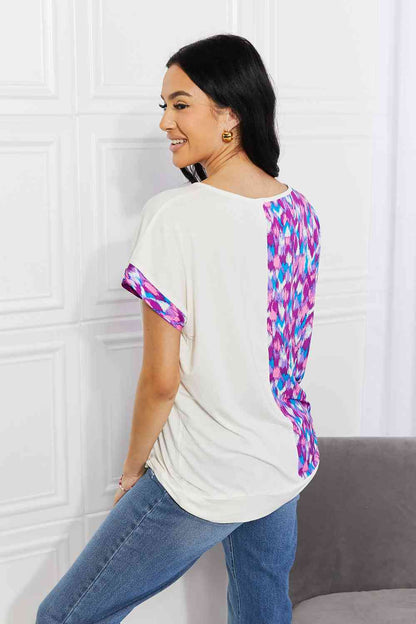 Sew In Love Full Size Open Road Printed Color Block Tee