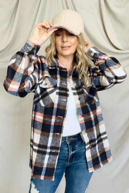 Plaid Flannel Shacket With Pockets