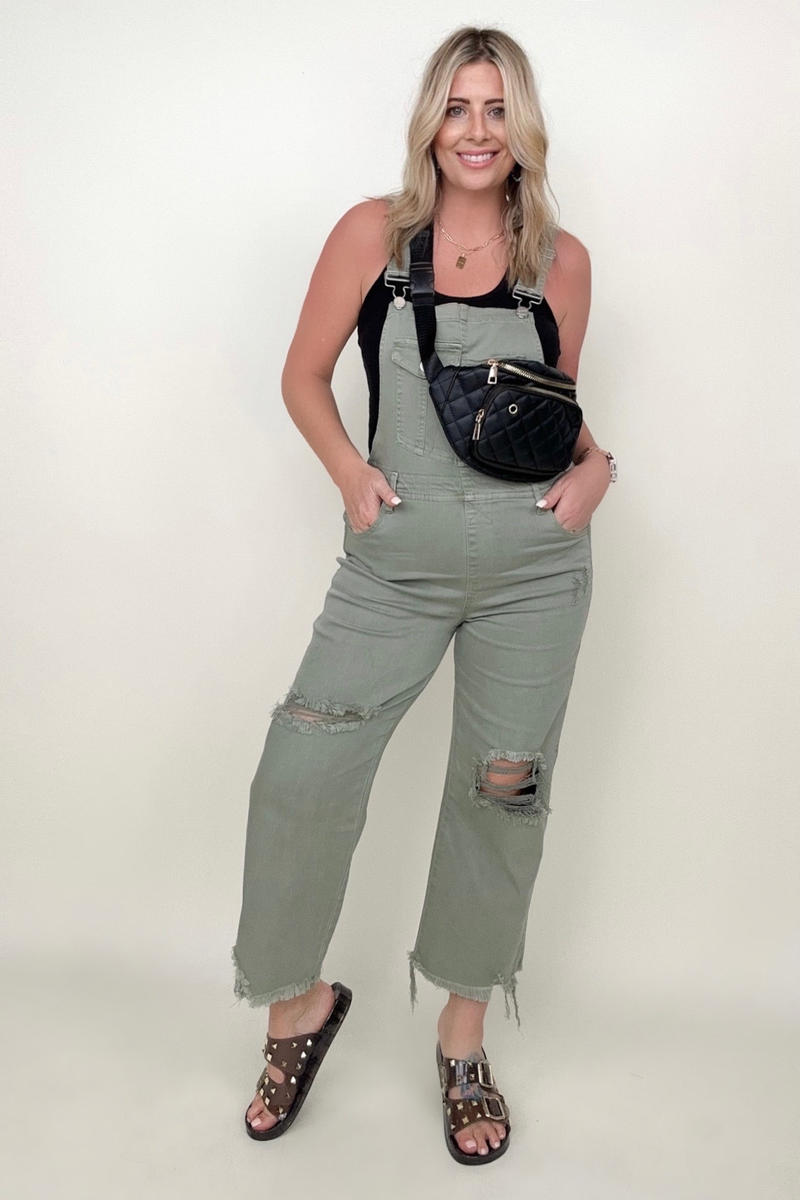 Risen High Rise Distressed Straight Overalls (K) Mischa Lottie