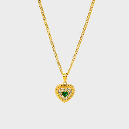 Retro Zirconia Heart Pendant Clavicle Chain Necklace