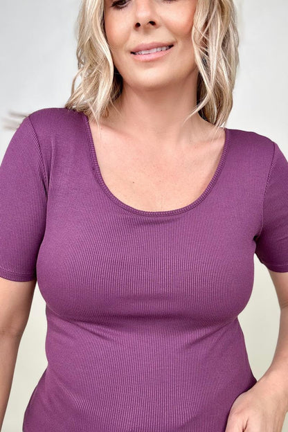 Fawnfit Basic Ribbed Fitted Tee with Built In Bra (K) Mischa Lottie