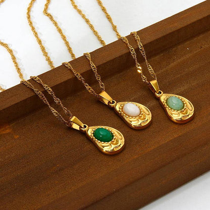 Nature Stone Irregular Pendant Clavicle Chain Necklace