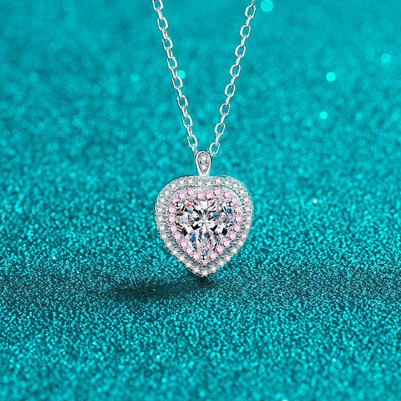 Rose Gold Cut Out Heart-Shaped Moissanite Pendant Necklace