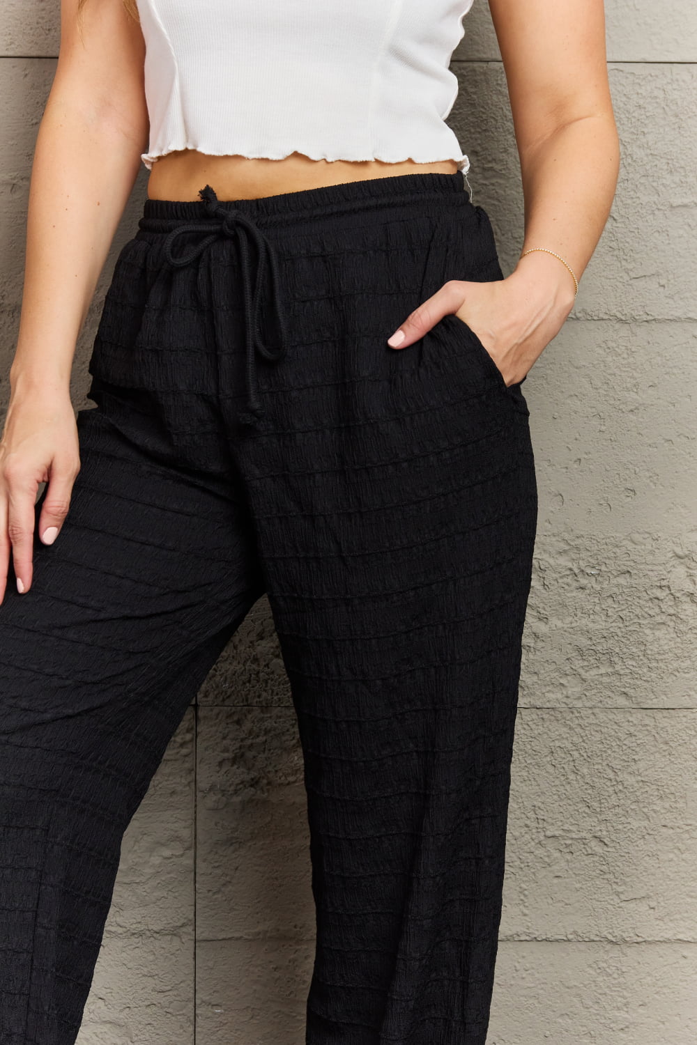 GeeGee Dainty Delights Textured High Waisted Pant in Black (T) Mischa Lottie