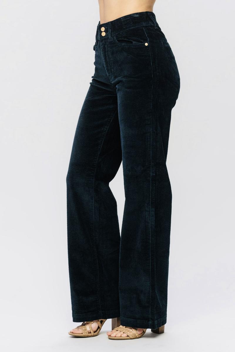 Judy Blue High Waist Emerald Corduroy Wide Leg Jeans