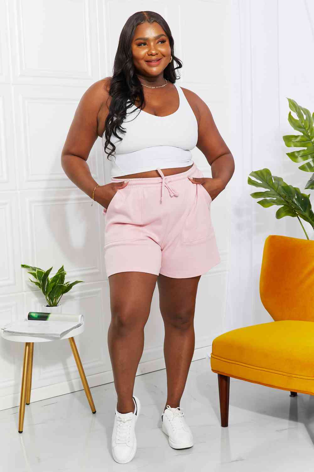 Zenana Full Size Morning Routine Cotton Drawstring Shorts