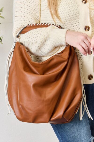 SHOMICO Fringe Detail Contrast Handbag
