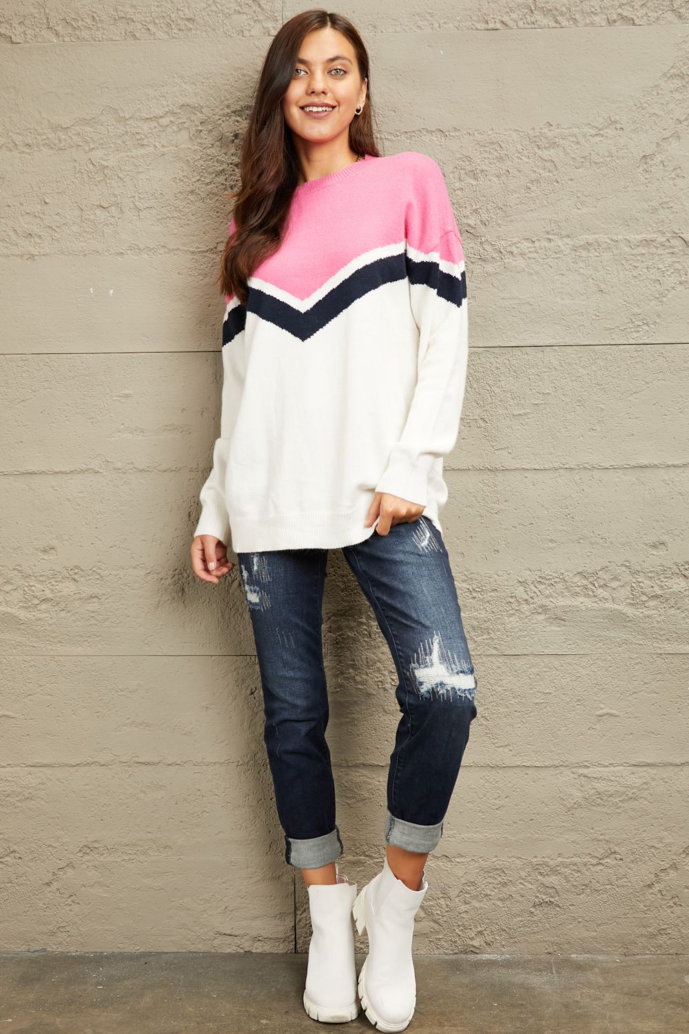 e.Luna Chevron Pullover Sweater (T) Mischa Lottie