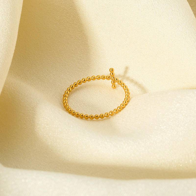 18K Gold Plated Cross Beaded Ring (With Box)
