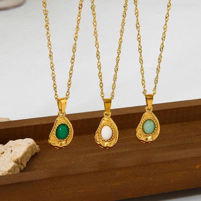 Nature Stone Irregular Pendant Clavicle Chain Necklace