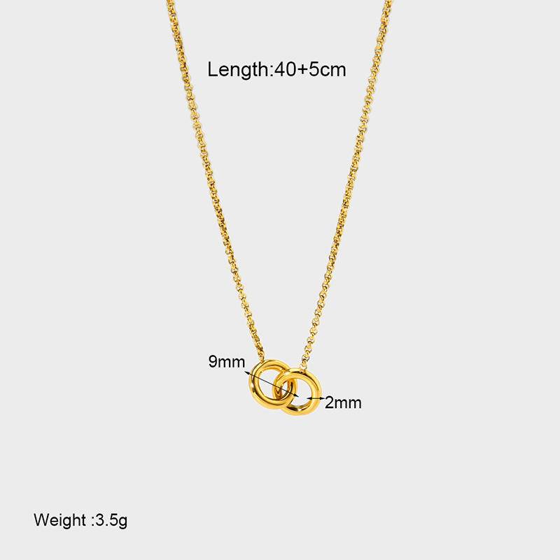 Two Crossed Rings Pendant Clavicle Chain Necklace