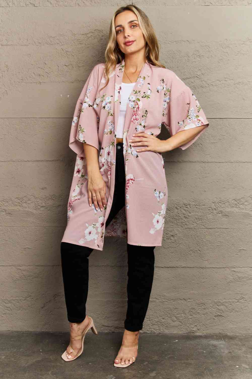 Justin Taylor Aurora Rose Floral Kimono