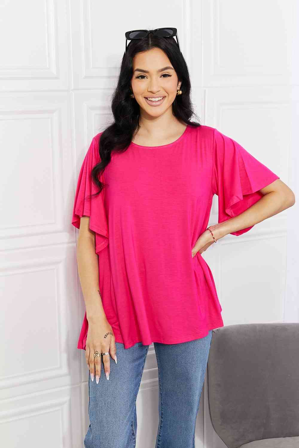 Yelete Full Size More Than Words Flutter Sleeve Top