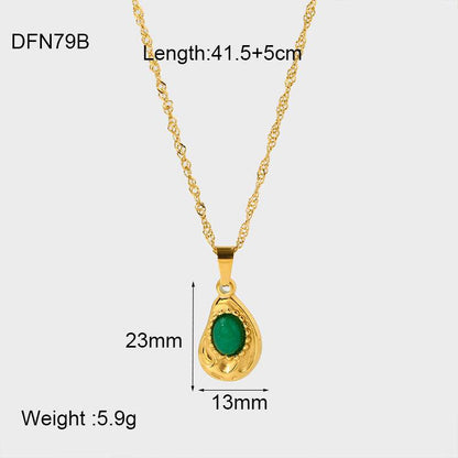 Nature Stone Irregular Pendant Clavicle Chain Necklace