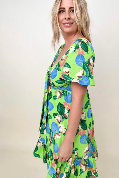 Gigio Tropical Print Flutter Sleeve Mini Dress (K) Mischa Lottie