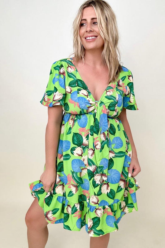 Gigio Tropical Print Flutter Sleeve Mini Dress (K) Mischa Lottie