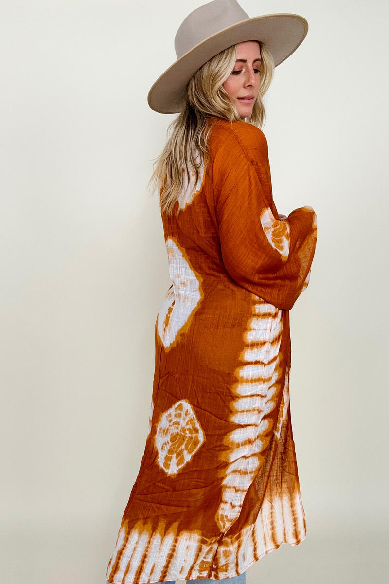 Leto Tie-Dye Longline Kimono with Full Sleeves (K) Mischa Lottie
