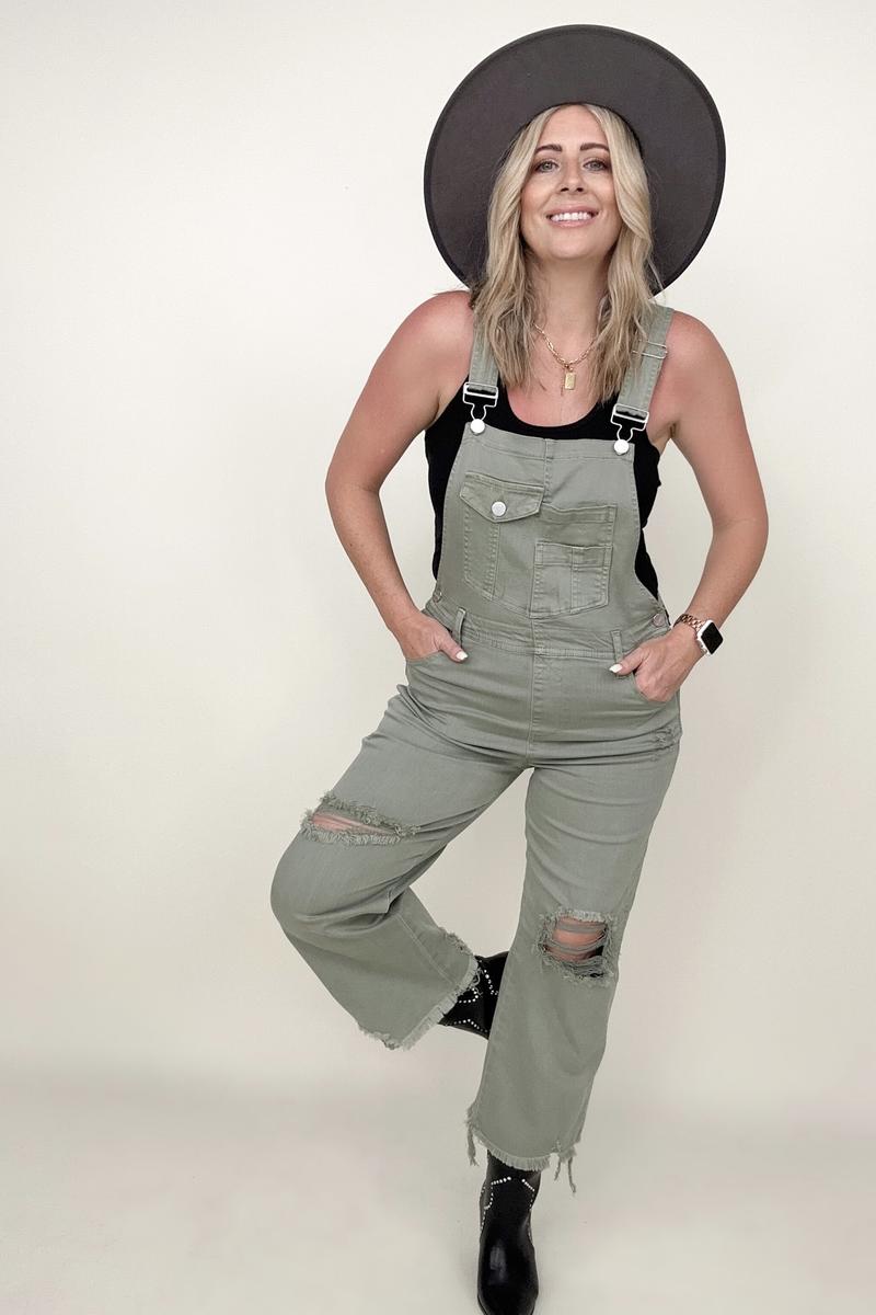 Risen High Rise Distressed Straight Overalls (K) Mischa Lottie