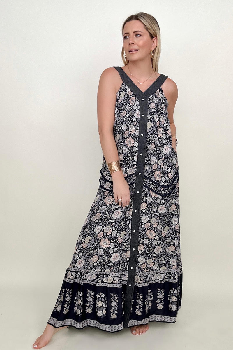 Davi & Dani Button Down Floral Maxi Dress (K) Mischa Lottie