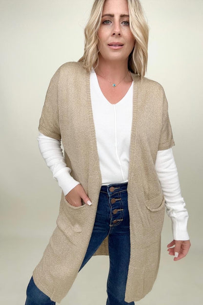 Shorts Sleeve Light Knit Dolman Cardigan